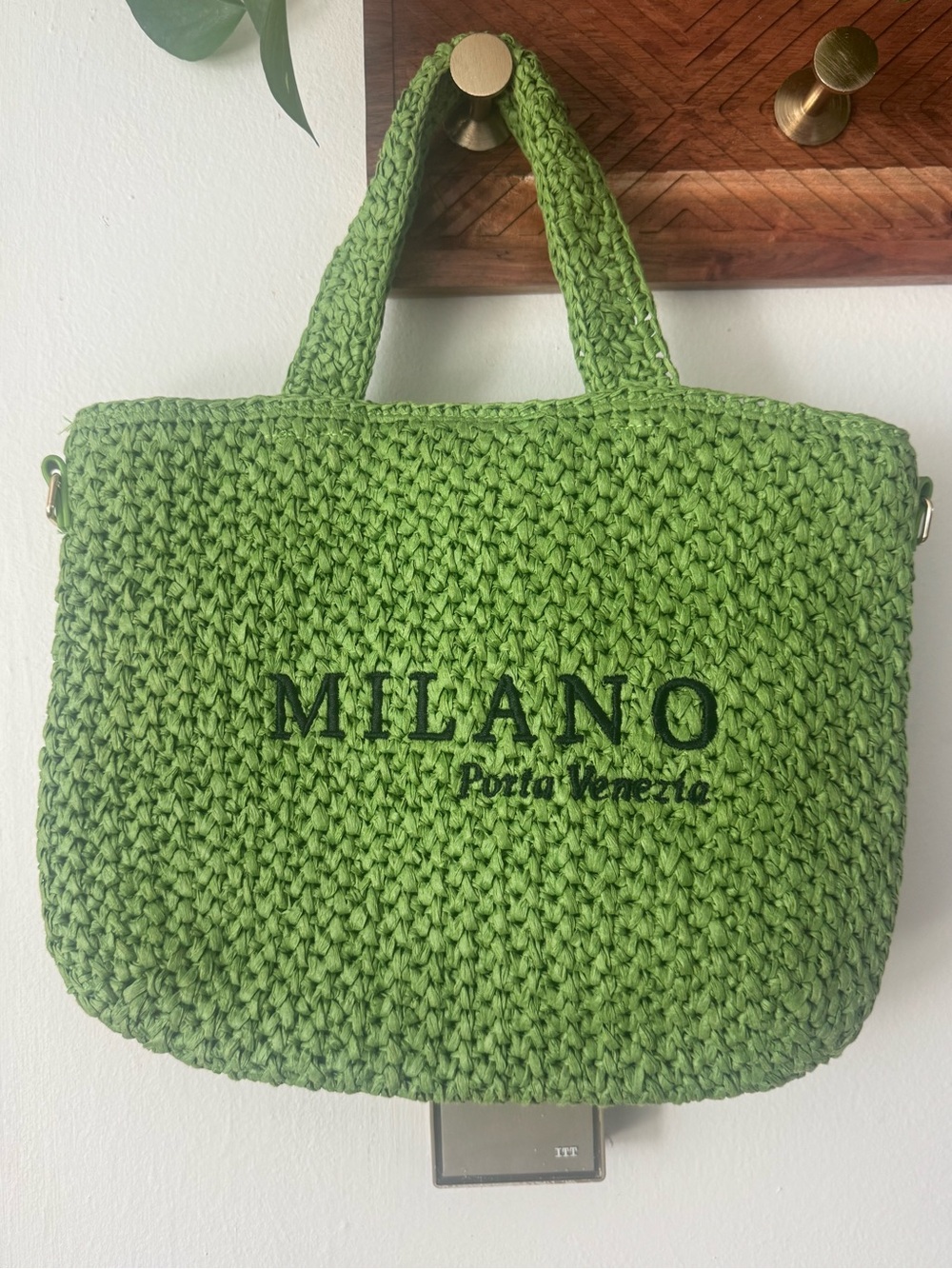 H&M Green Woven Milano Tote